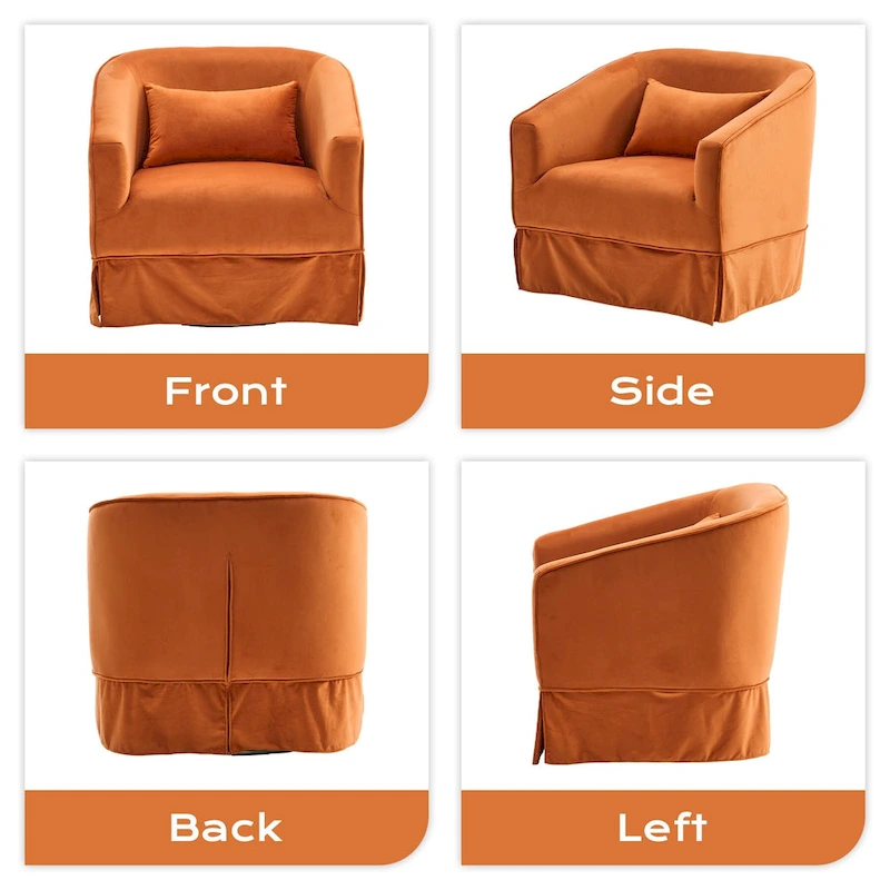 Ouyessir Set of 2 Swivel Barrel Chair 360 Degree Upholstered Accent Chair Fabric Armchair