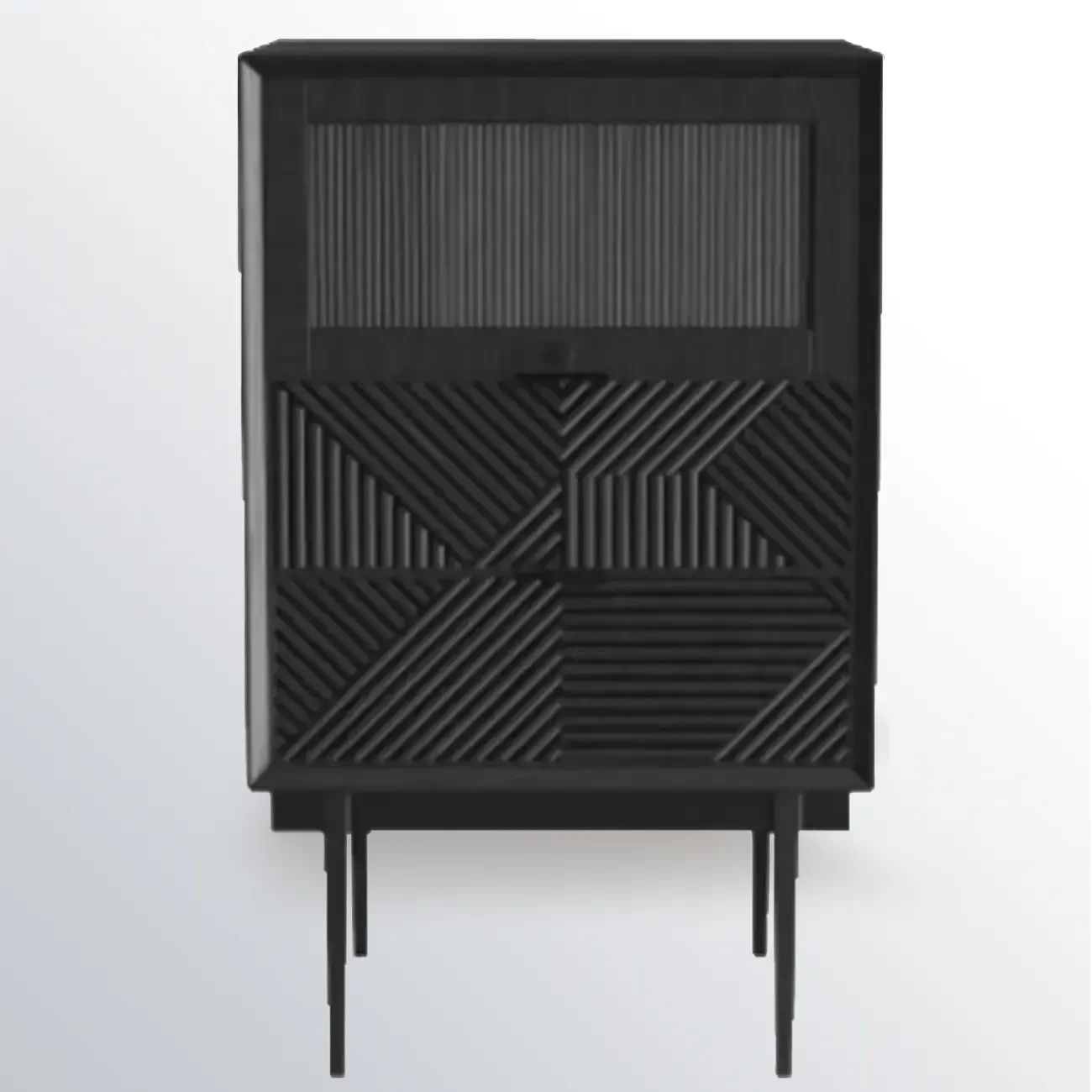 Modern Black Rectangle Cabinet for Living Room with Drawers