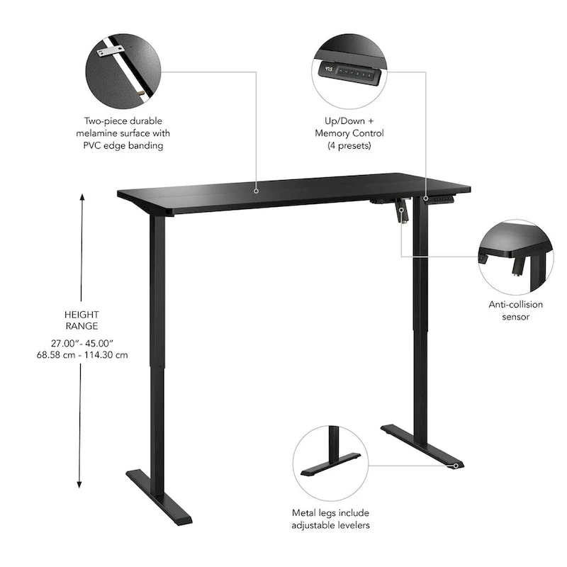Energize 55W x 24D Height Adjustable Standing Desk by Bush Furniture