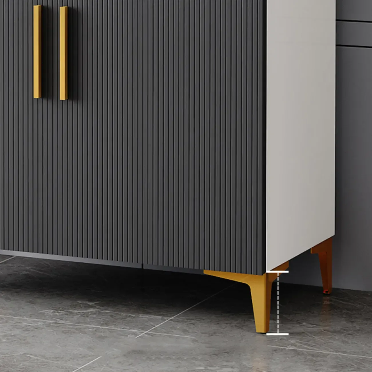 Glam Grey Wooden Sideboard with Cabinets