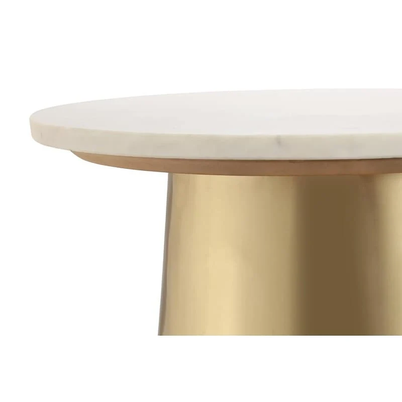White Marble Side Table with Gold Base - Round 20