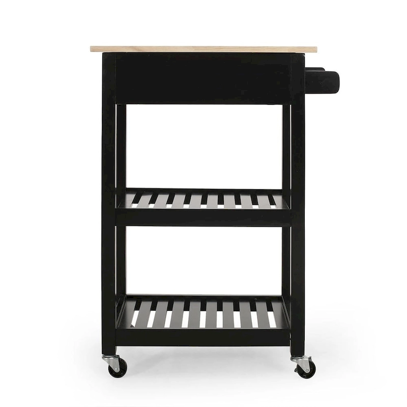 Compact Wooden Kitchen Cart with Wheels Shelves and Drawer by Christopher Knight Home