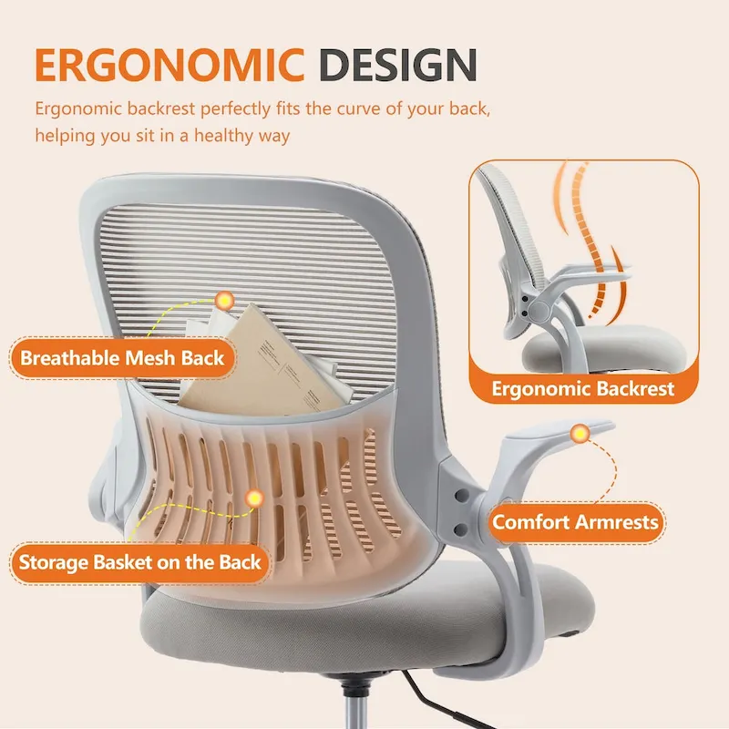 Drafting Tall Office Chair Ergonomic High Desk Chair with Flip-up Armrests