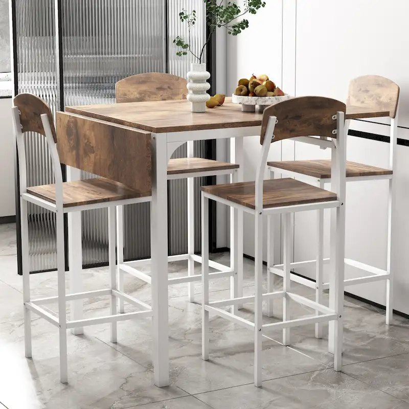 5-Piece Counter Height Dining Set with Drop Leaf Table 39.4