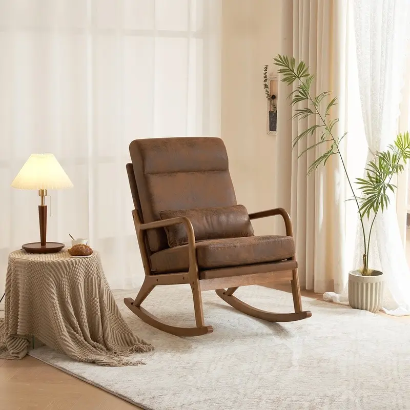 39.37 in. High-Back Upholstered Rocking Accent Chair
