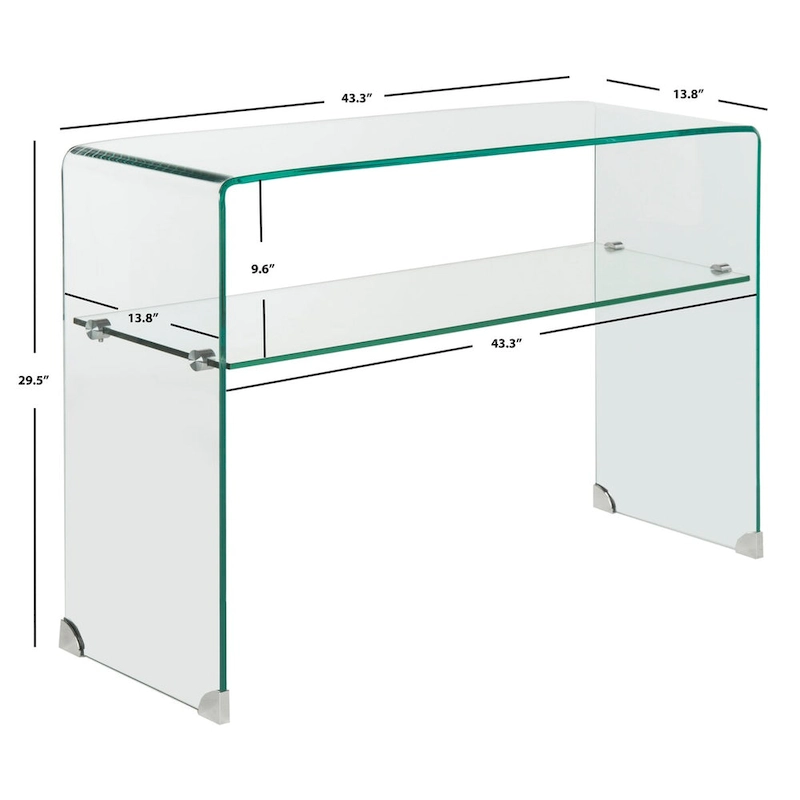 SAFAVIEH Hawa Clear Console Table - 43.3 x 13.8 x 29.5 - 43Wx14Dx30H