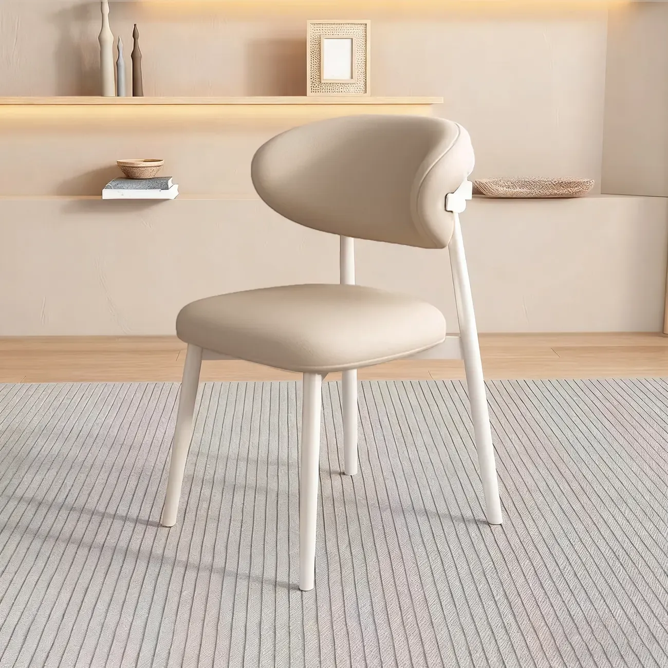 Modern Leather Wood Dining Chair Set of 2