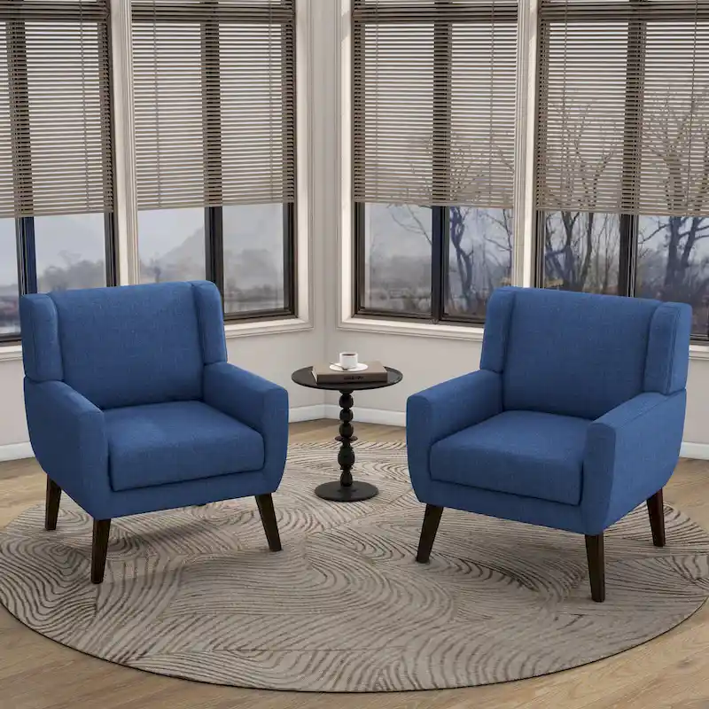 Wingback Accent Chair Set of 2 - Polyester Upholstered