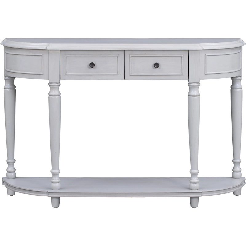 Retro Circular Curved Design Console Table with Open Style Shelf