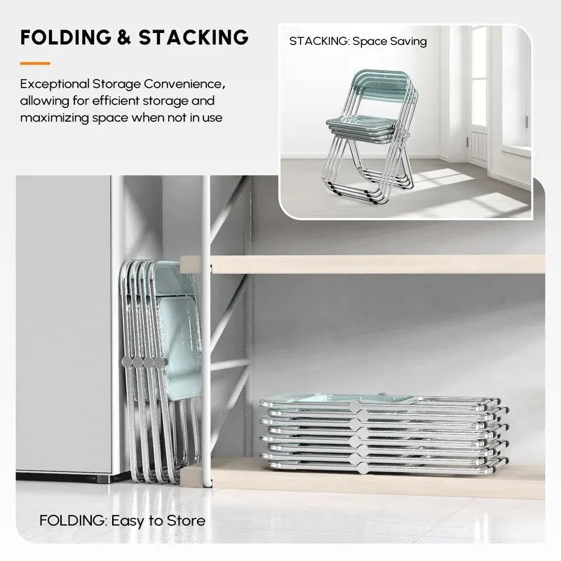 2PC Folding Stackable Acrylic Chair Transparent