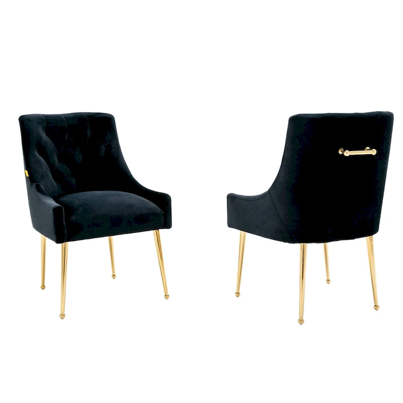 Tufted Velvet Upholstered Accent Dining Chairs Side Chairs (Set of 2)