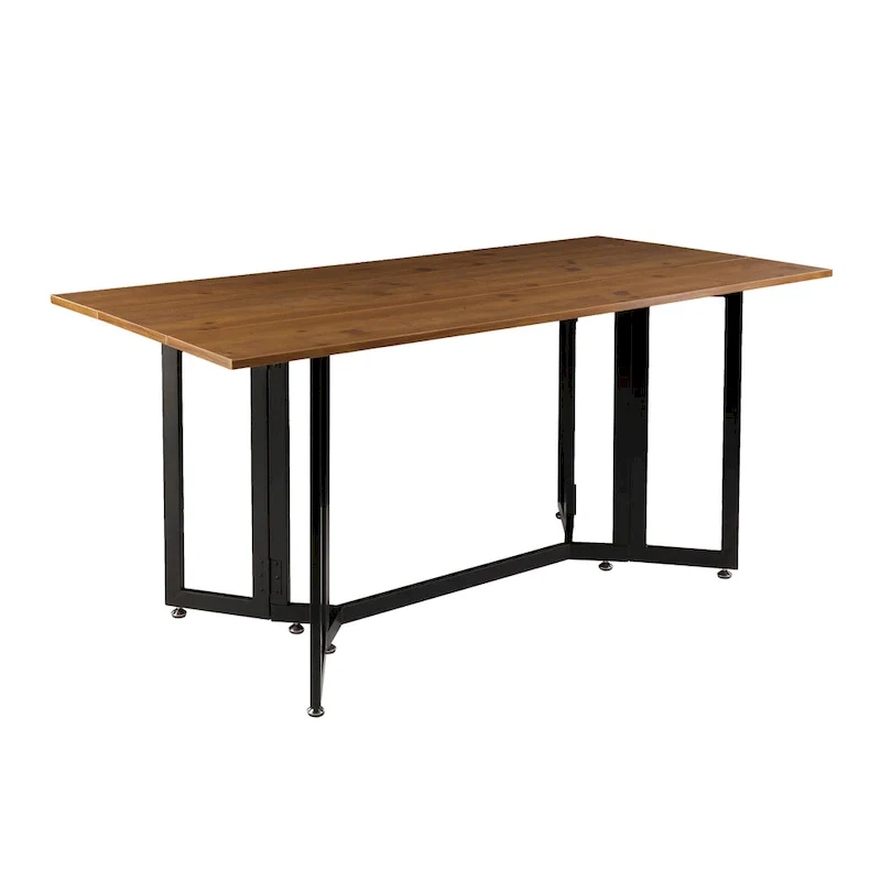 SEI Furniture Driness Weathered Oak with Black Frame Drop Leaf Table
