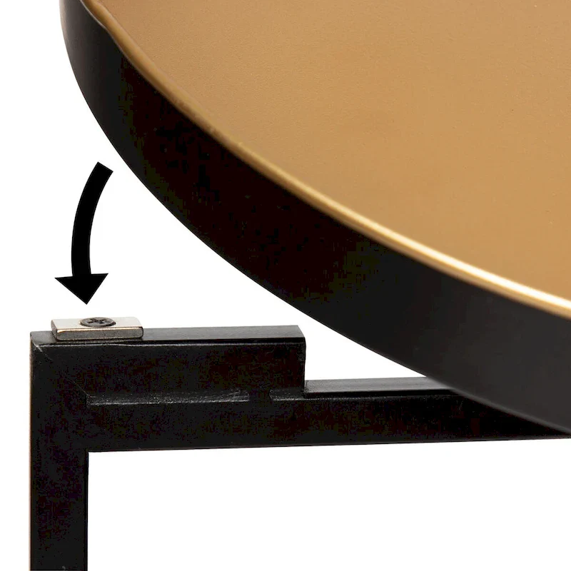 Celia Round Metal Tray/ Foldable Accent Table - 14x14x25.75