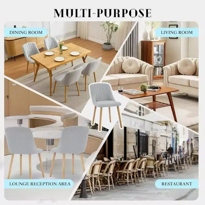 Dining Chairs Set of 2,Modern Upholstered Kitchen Chairs with Ergonomic Back,300lbs Capacity Dining Chairs with Oak Legs for Dining Room