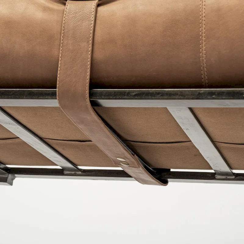 HomeRoots 55  Brown and Black Upholstered Genuine Leather Bench - 55