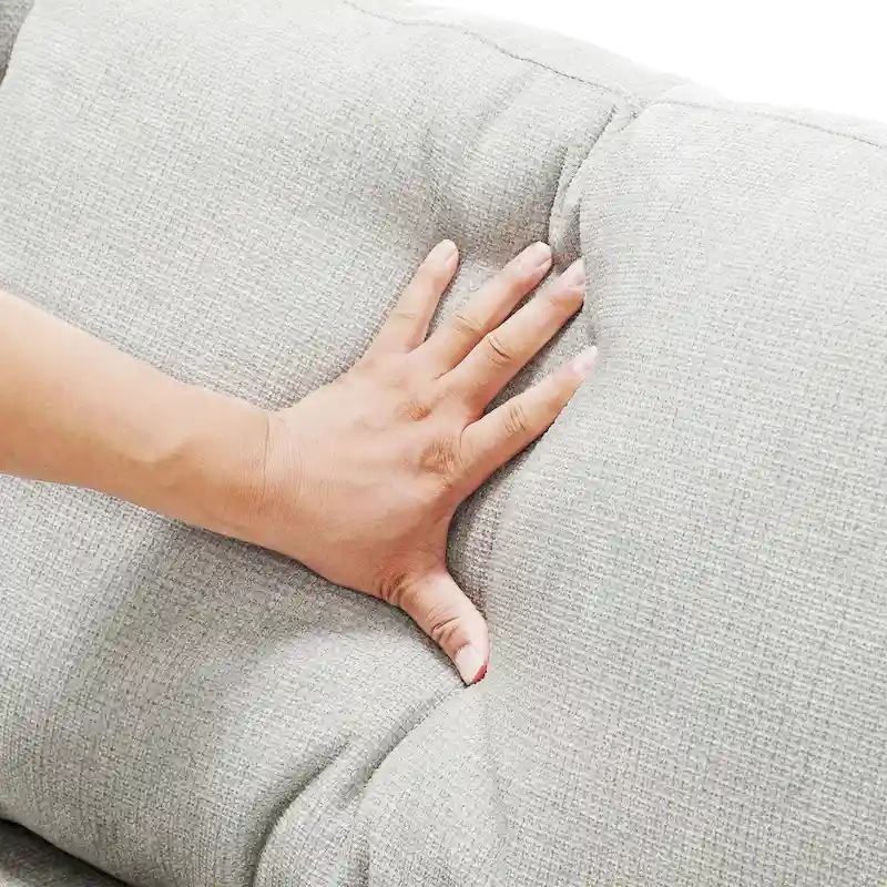 Modular U-shaped Linen Reversible Sofa with a Wooden Side Table Box and Reversible Design