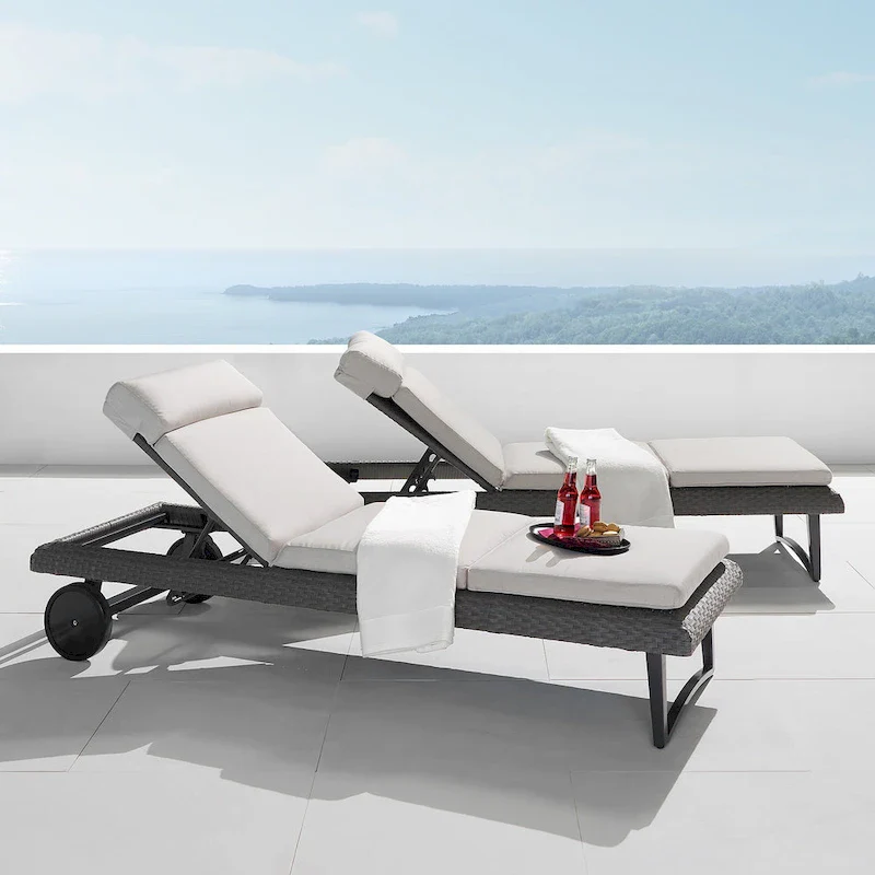 Vistano 2 Piece Sunbrella Outdoor Patio Chaise Lounges - Gray