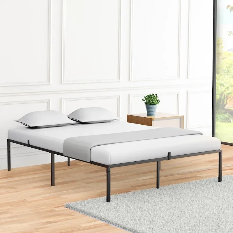 Metal Platform Bed Frame with Storage No Box Spring Steel Slat Support