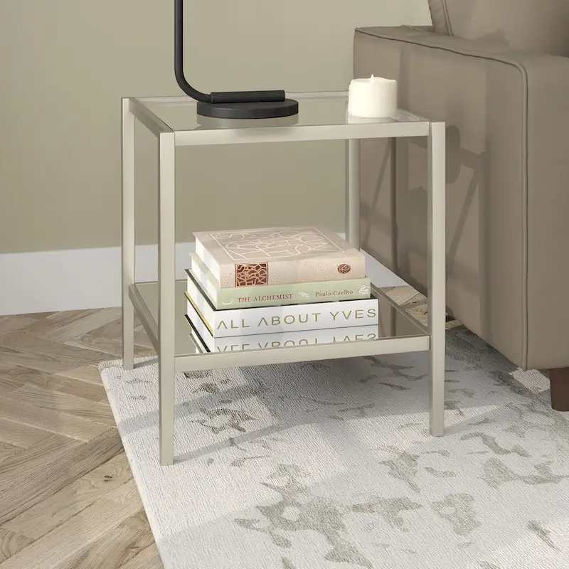 Hera 20 Wide Square Side Table with Clear Shelf