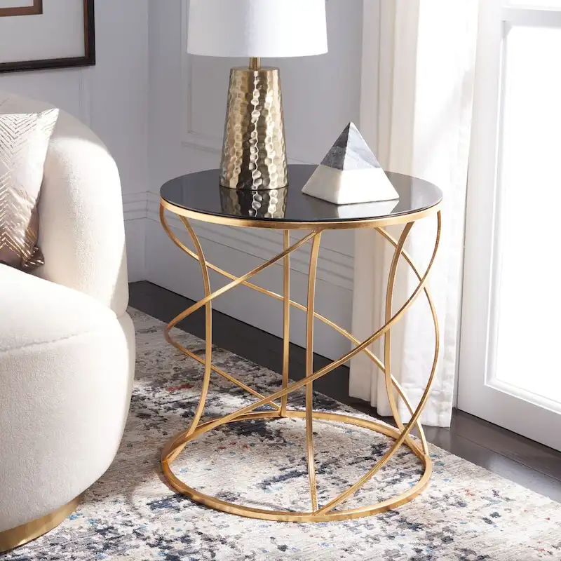 SAFAVIEH Treasures Jeanine Gold/ White Top Accent Table - 20  x 20  x 21.2  - 20Wx20Dx21H