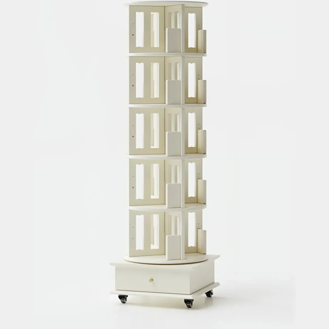 Wooden Vertical Narrow Rotating Bookcase