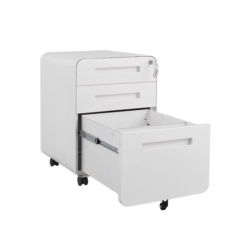 3 Drawer Mobile File Cabinet,Versatile Cabinet,5 Wheel Design Anti-Tilting Cold Rolled Steel Waterproof Moisture-Proof