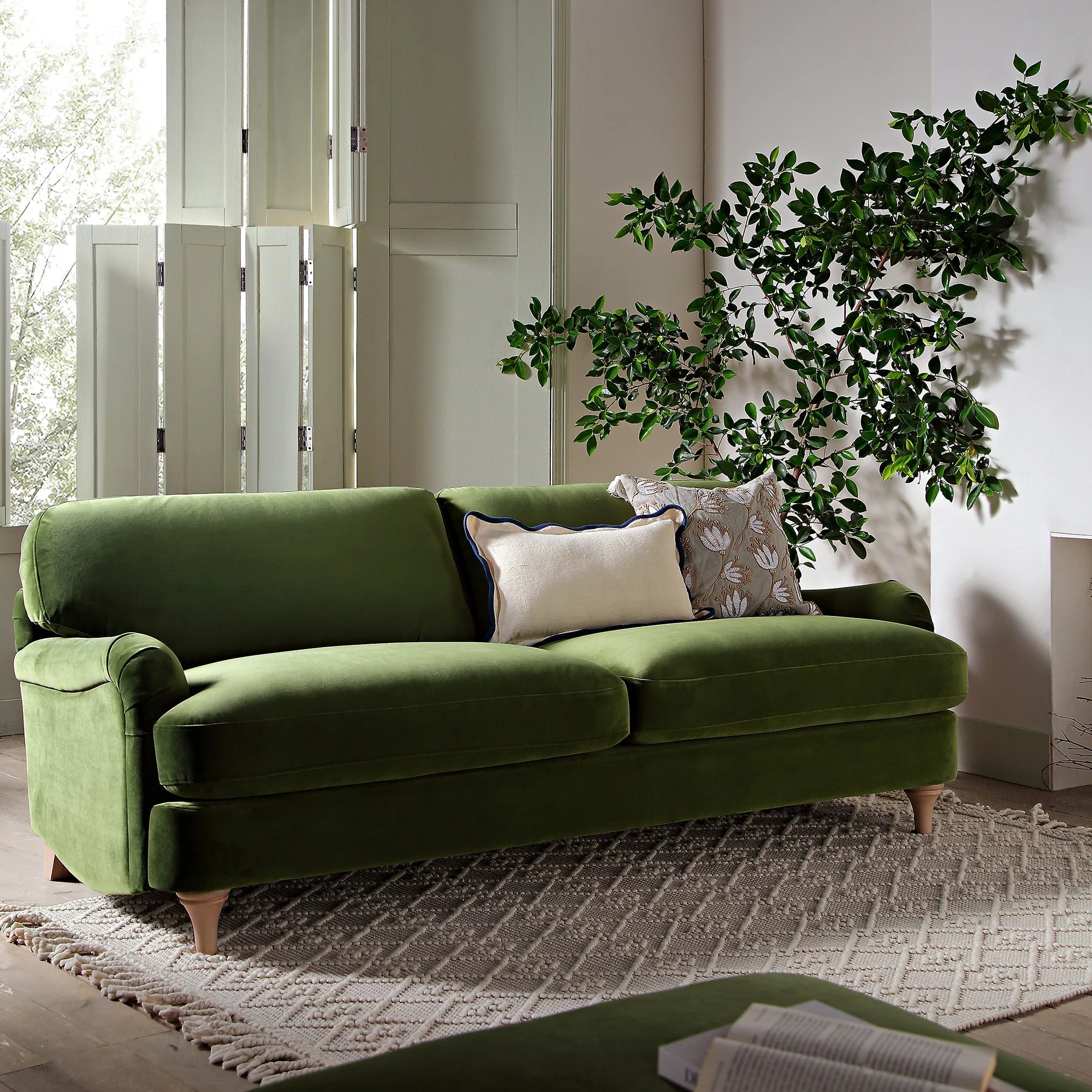 Fern Green Velvet Sofa, 3-Seater