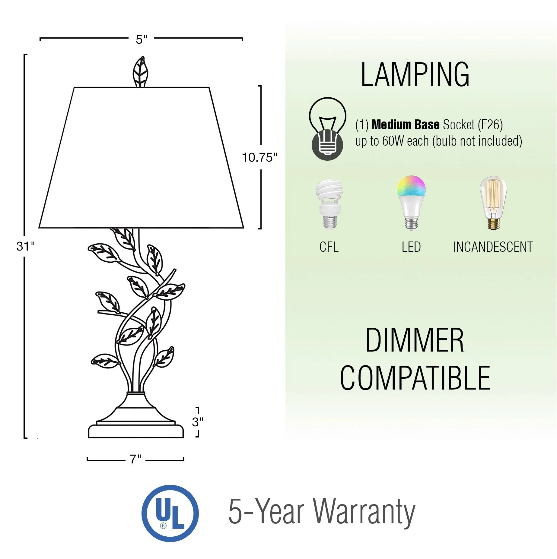 Ambrose 31 Traditional 7W Rustic Table Lamp