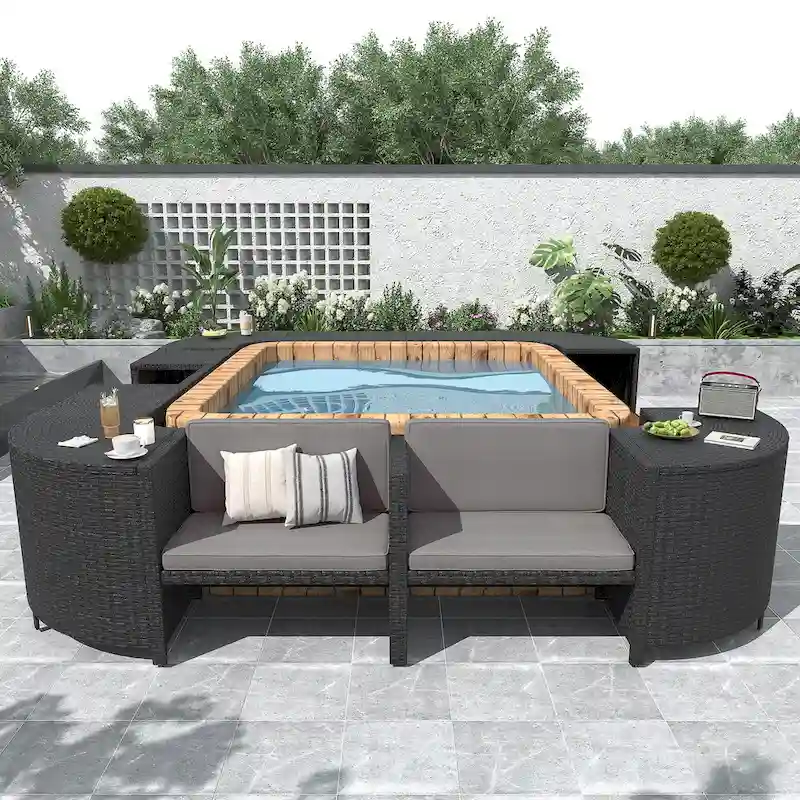 Outdoor Rattan Sectional Sofa Set with Mini Sofa