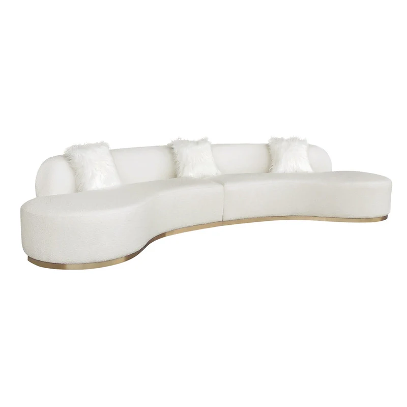 Pasargad Home Simona Curved Sofa with 3 Pillow Included