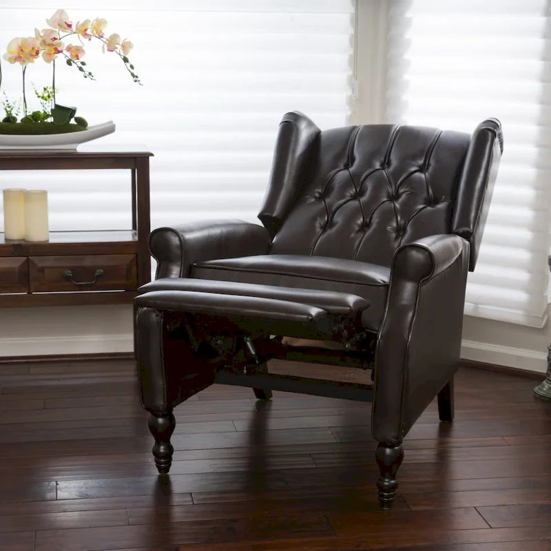 Brown Bonded Leather Recliner Club Chair