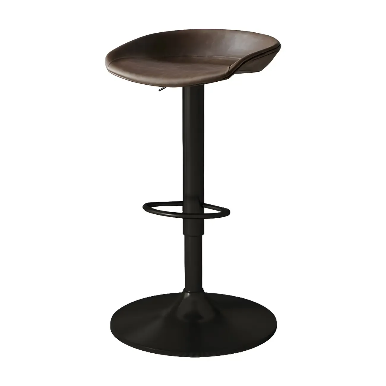 Modern Leather Black Pedestal Swivel Adjustable Bar Stool
