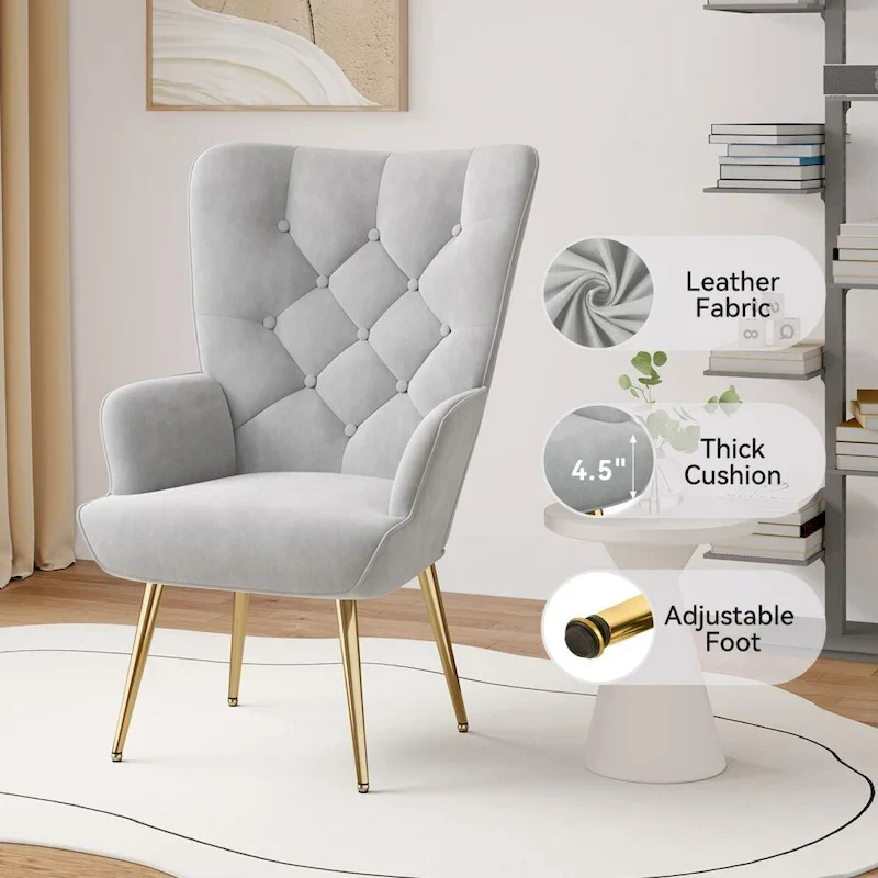 Modern Velvet Fabric Upholstered Chair