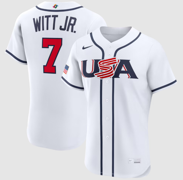 USA Baseball Bobby Witt Jr. White 2026 World Baseball Classic Home Authentic Jersey
