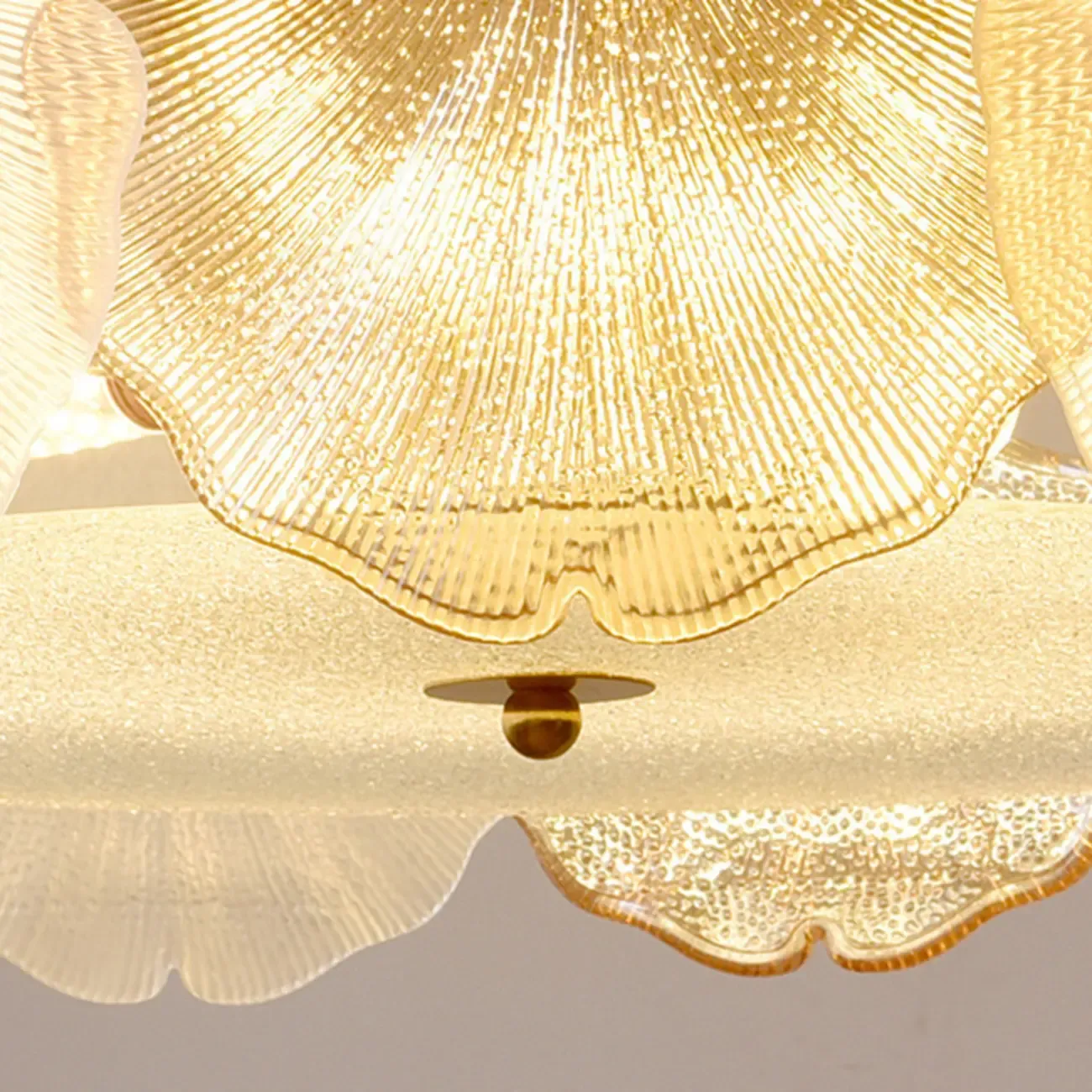 Modern Glass Leaf Shape Gold Semi Flush Ceiling Light