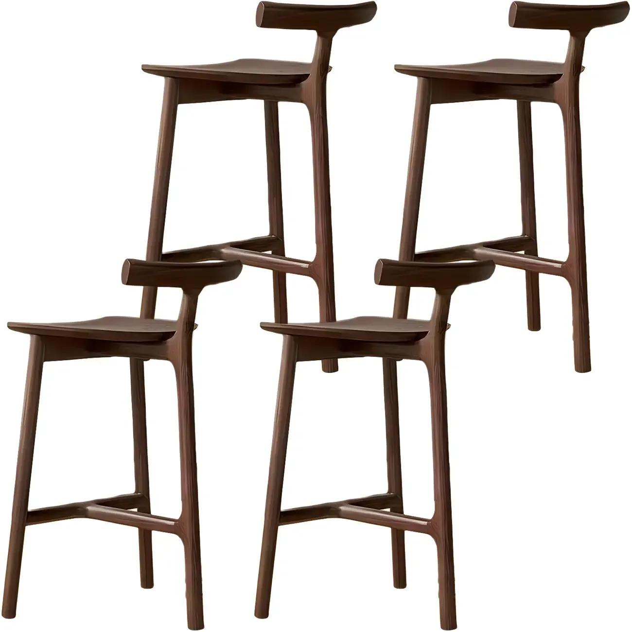 Natural Tripod Ash Wood Fabric Armless Bar Stool