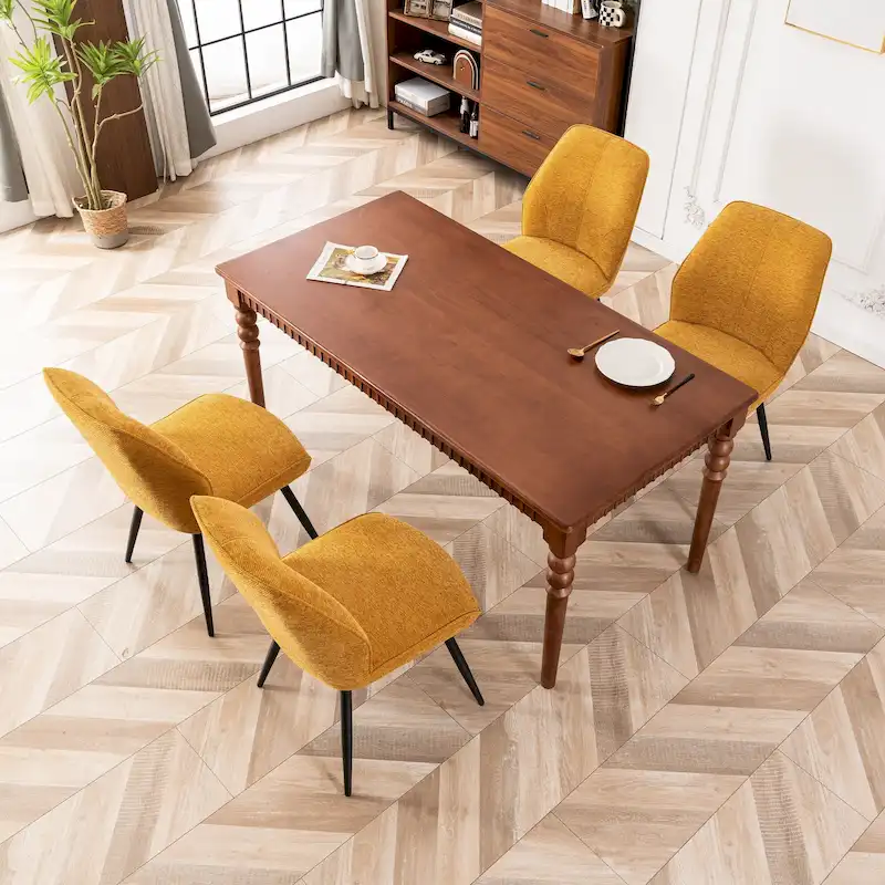 Mid Century Modern Armless Fabric Dining Room Chairs Set of 2