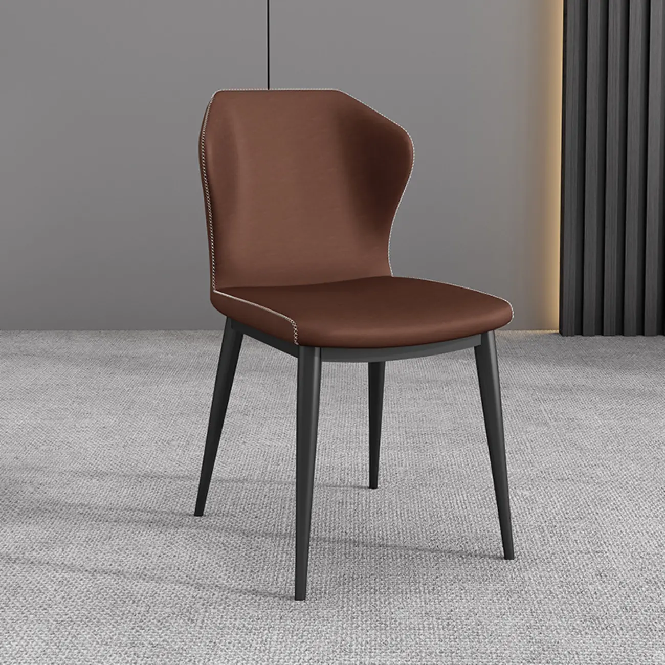 Modern Faux Leather Dining Chair with Wing Back Steel Legs