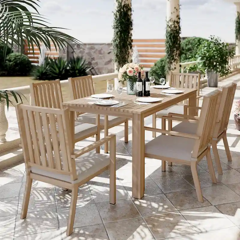 7 Pieces Patio Dining Sets Aluminum Outdoor Dining Table with 6 Chairs and Removable Cushion for Lawn