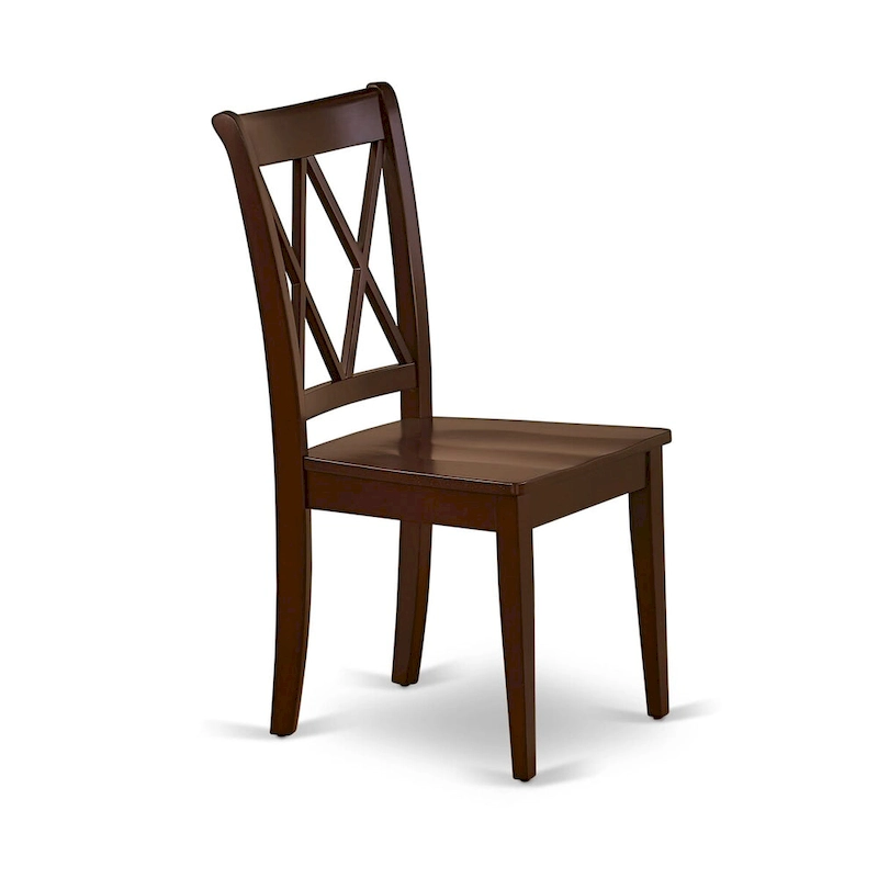 East West Furniture 3 Piece Dining Table Set- a Round Kitchen Table with Pedestal and 2 Dining Chairs, Mahogany(Seat Options)