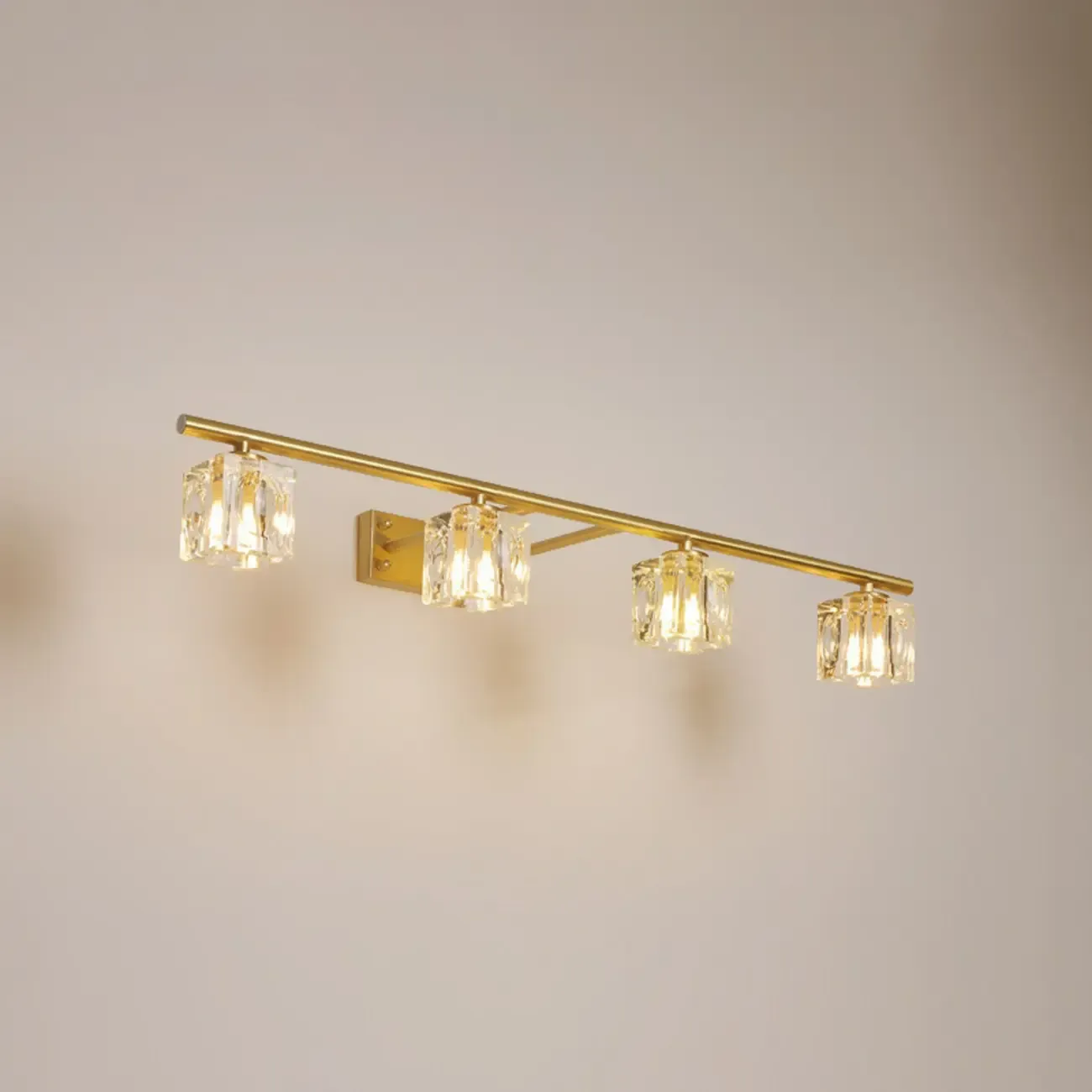 Modern Gold Bathroom Vanity Lights with Clear Crystal Shade