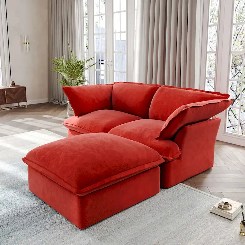 Modular Sectional Sofa Couches, 82.66 Velvet Loveseat Sofa with Ottoman