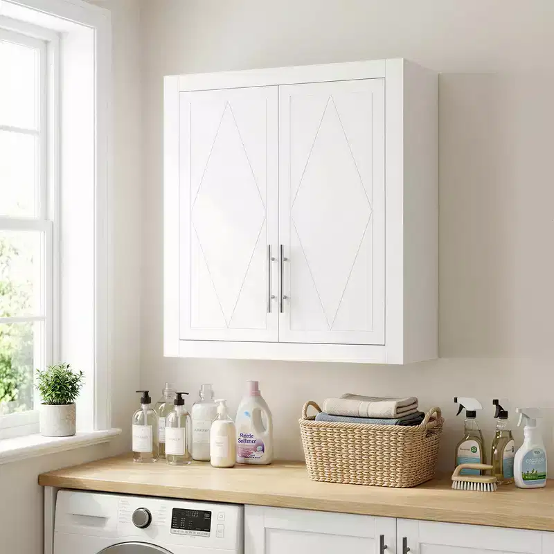 Dovelina 26H x 22W Modern White Storage Cabinet Blue Medicine Cabinet Bathroom Wall Cabinet for Bathroom Laundry Room Kitchen
