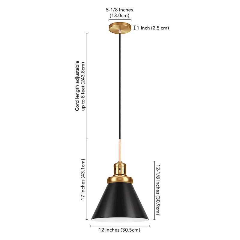 Zeno 12  Wide Pendant with Metal Shade