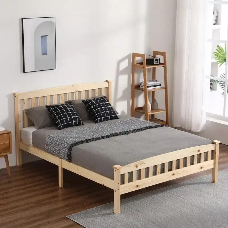 Vertical Wood Platform Bed With headboard