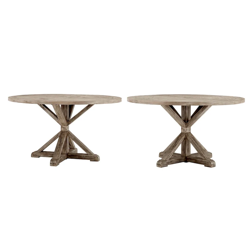 Krakova Rustic X-Base Round Pine Wood Dining Table