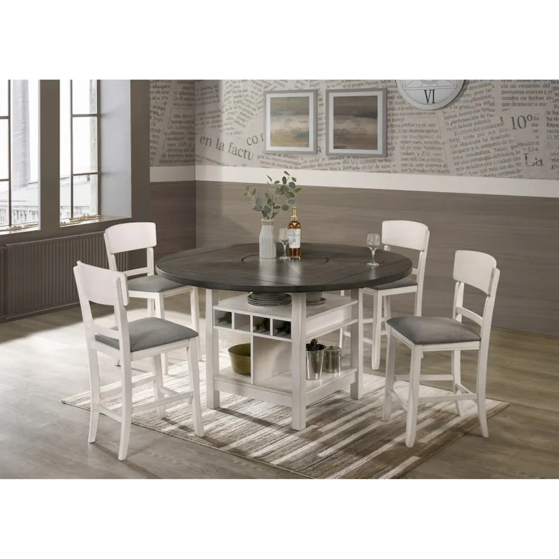 2pc Transitional Upholstered Counter Height Dining Chair Bar Stools Brown Finish Wooden Furniture