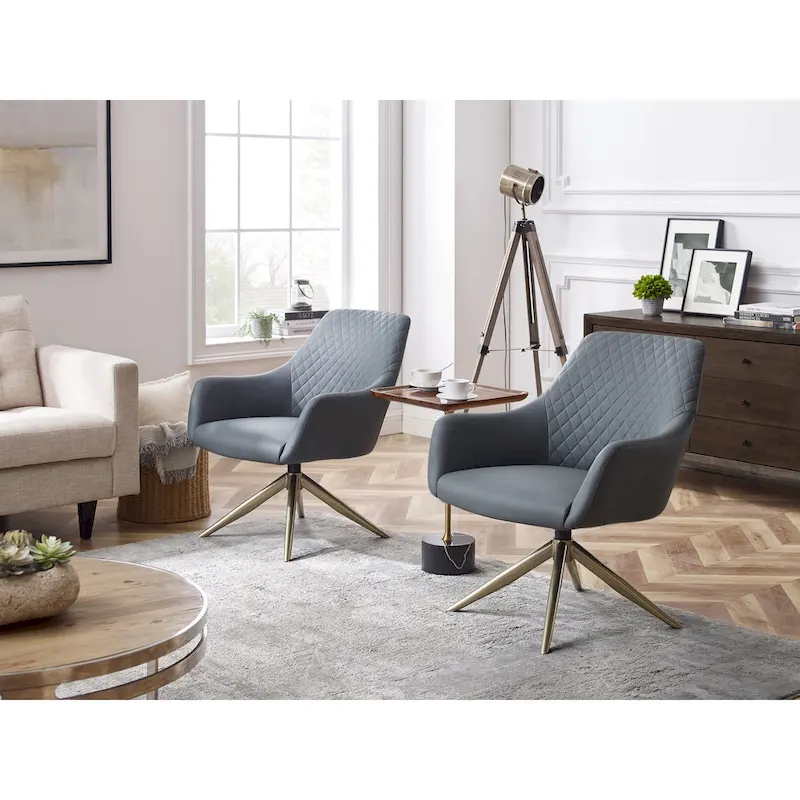 Art Leon Faux Leather Swivel Accent Arm Chair