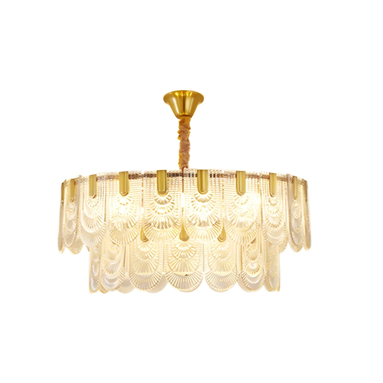 Luxury Gold Metal Island Pendant Light with Glass Accents