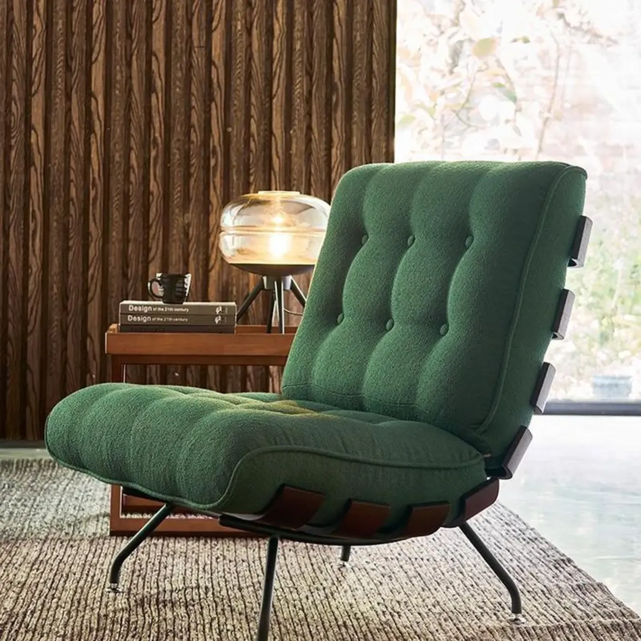Traditional Tufted Mohair Reclining Accent Chair